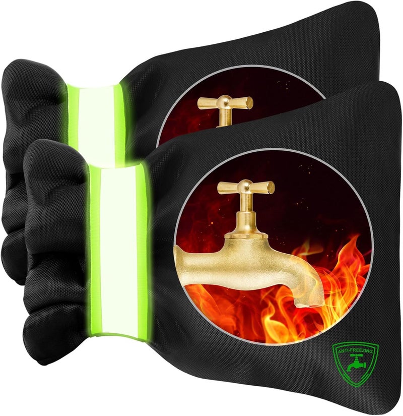 FloraSea 2Pack Outdoor Faucet Covers for Winter, 6.7" W x 8.3" H Outside Water Faucet Cover for Winter Freeze Protection Hose Bib Insulation Covers Reusable Waterproof Spigot Cover with Reflective Strips - Image 1